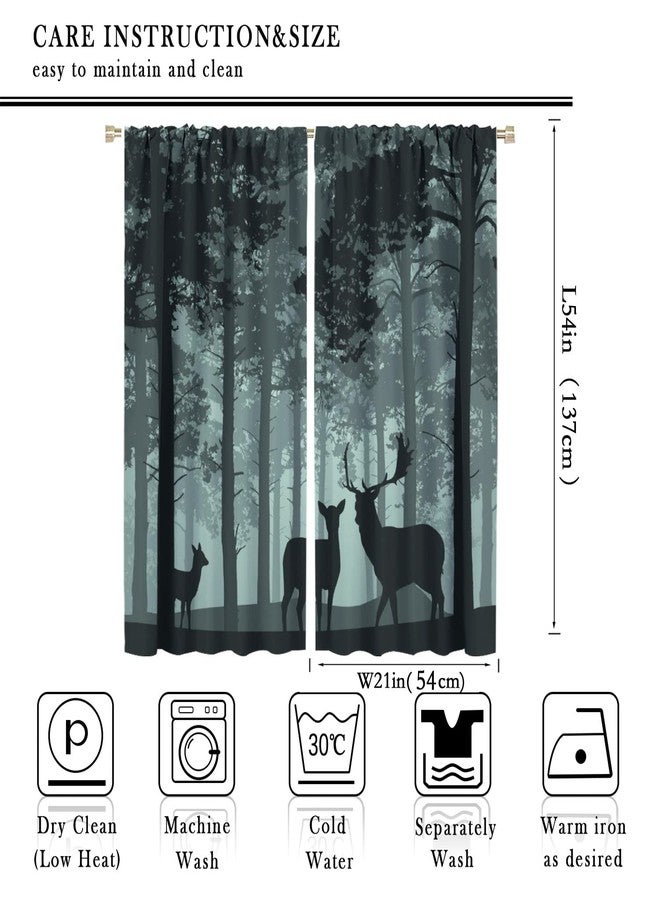 LIZIMI Bear Deer Blackout Curtain,African Grasslands Rustic Wildlife Moose Mountain Elk Bear Giraffe Forest Animals Window Curtains for Boys Girls Bedroom Living Room Kitchen Decoration,2 Panels W42 xL54 - Image 2